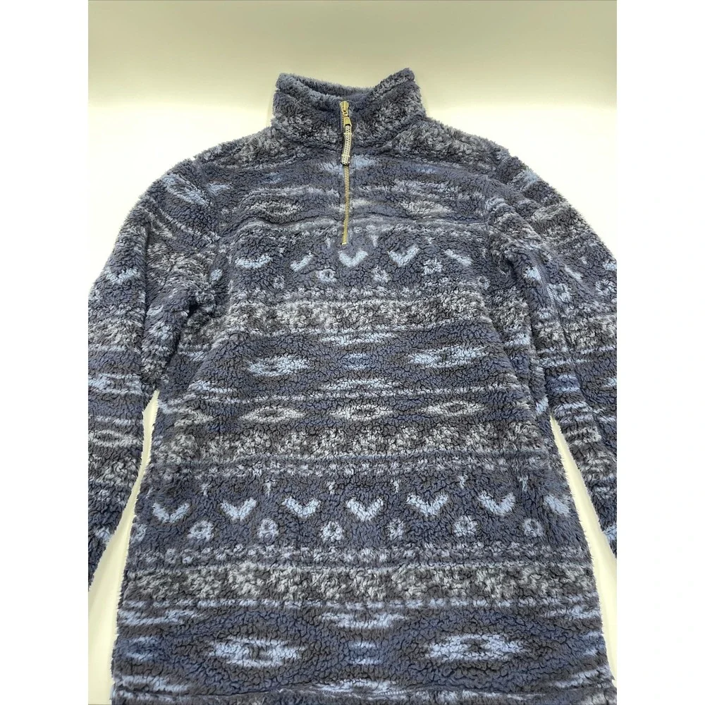 Alpine Sherpa Men's Blue Aztec Print Fuzzy Jacket‎ Size Small #C436